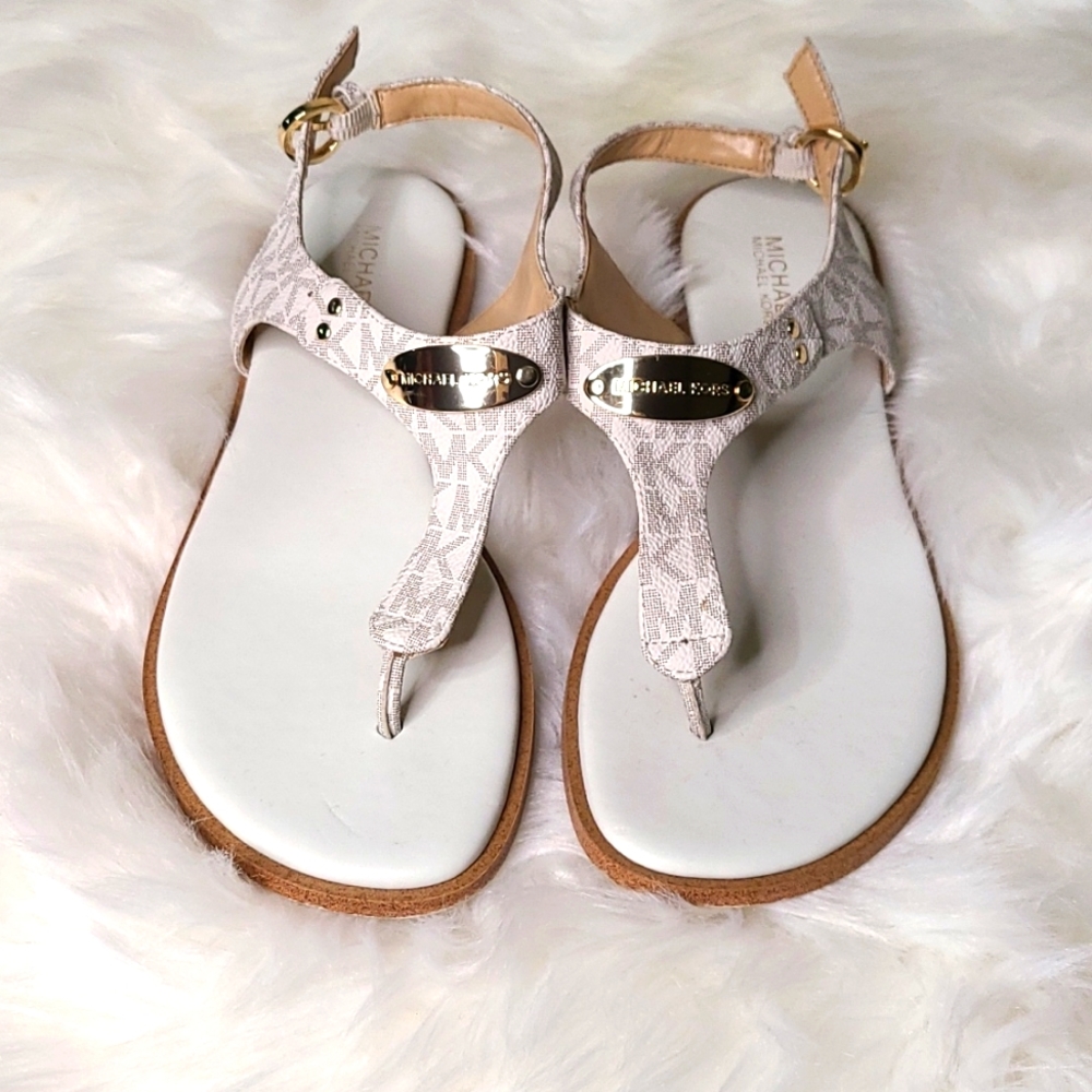 Lightly used Michael Kors Monogram Print Sandals